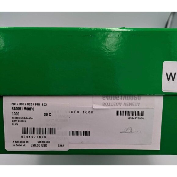 BOTTEGA VENETA Matt Rubber Slider Sandals Black Size36 - Picture 9 of 11